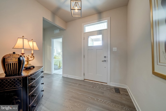 foyer featuring wood-type flooring