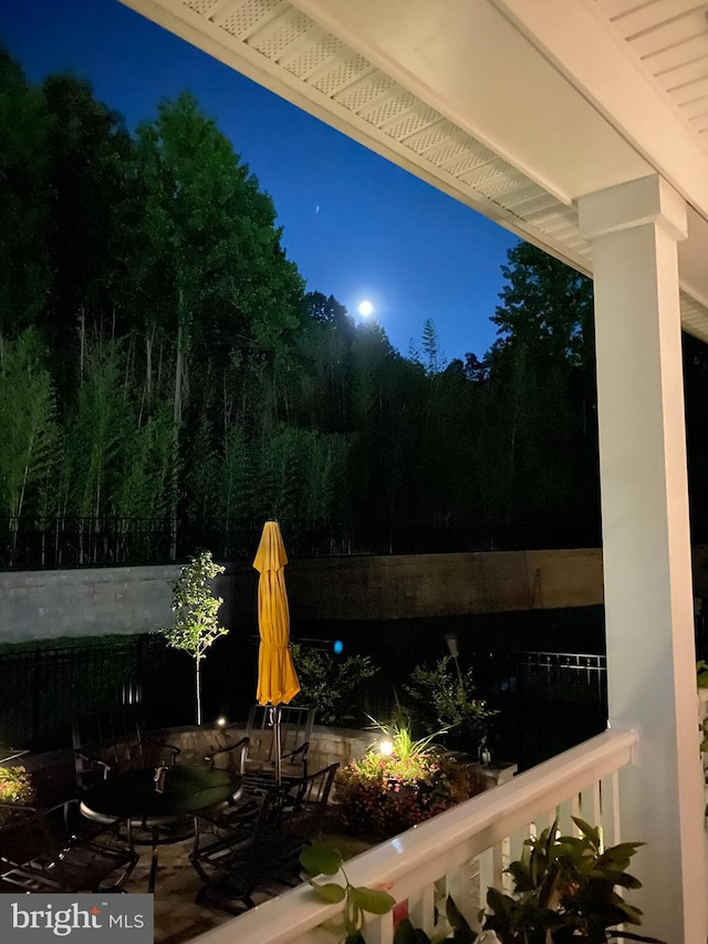 view of patio at twilight