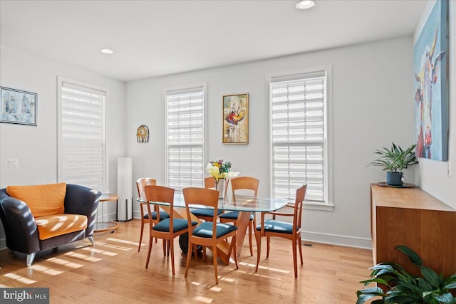 dining area featuring light hardwood / wood-style floors