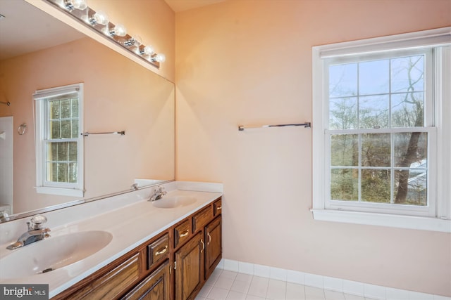 bathroom featuring vanity and tile patterned flooring