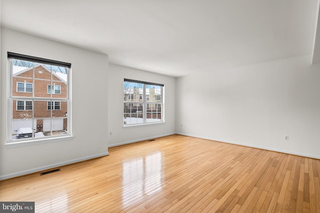 empty room featuring a wealth of natural light and light hardwood / wood-style floors