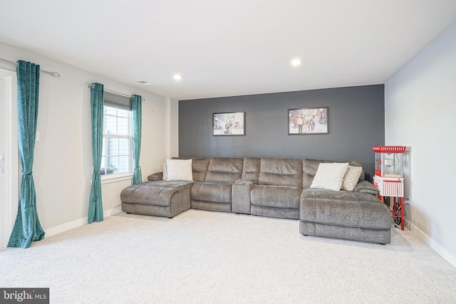 living room with carpet