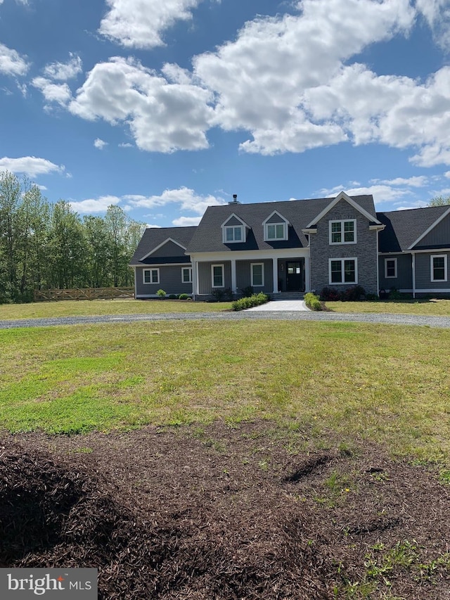 view of front of home with a front yard