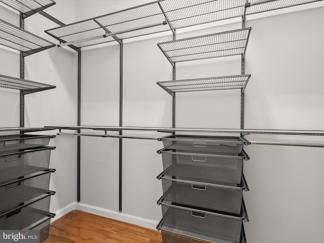spacious closet with wood finished floors