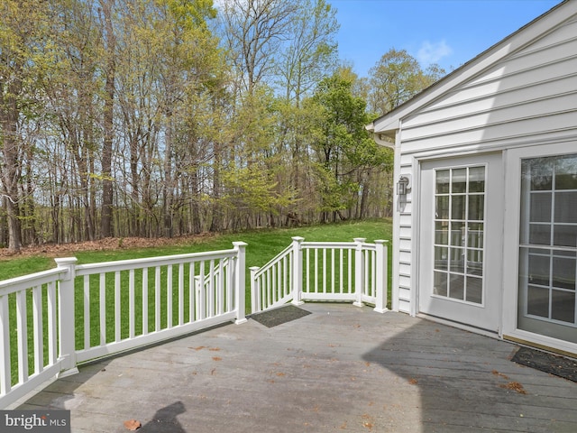 deck with a yard