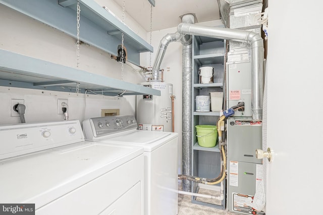 laundry area featuring washer and dryer and gas water heater