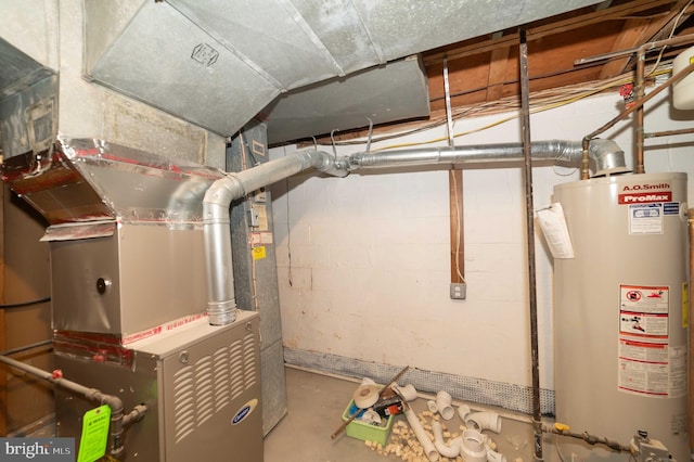 utility room featuring gas water heater