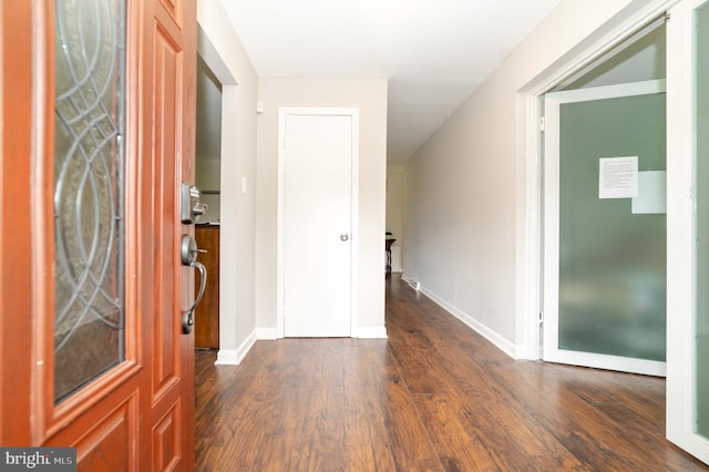 entrance foyer with dark hardwood / wood-style flooring