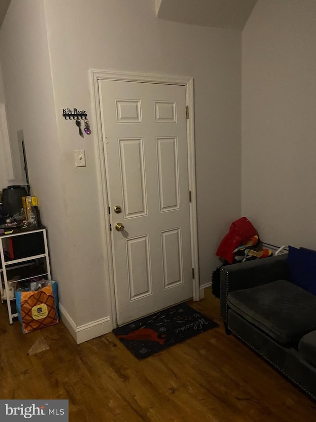 foyer entrance with dark hardwood / wood-style flooring