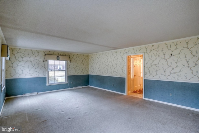 empty room featuring carpet floors and a textured ceiling