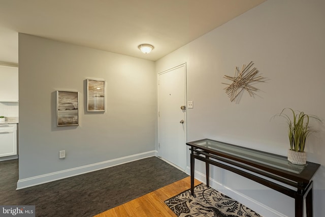 entrance foyer with dark wood-type flooring