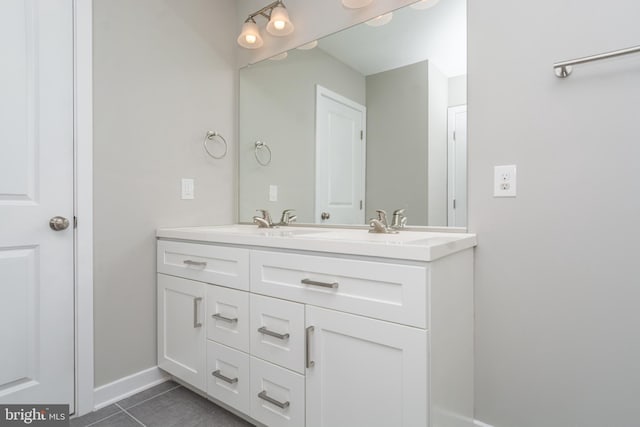 bathroom with tile patterned floors and vanity