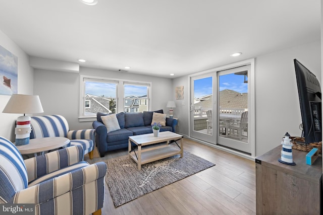 living room featuring light hardwood / wood-style flooring