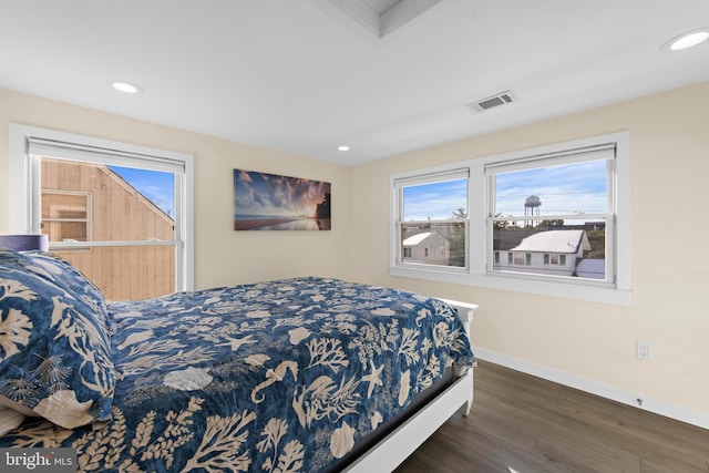 bedroom featuring dark hardwood / wood-style floors