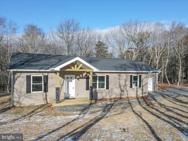 view of single story home