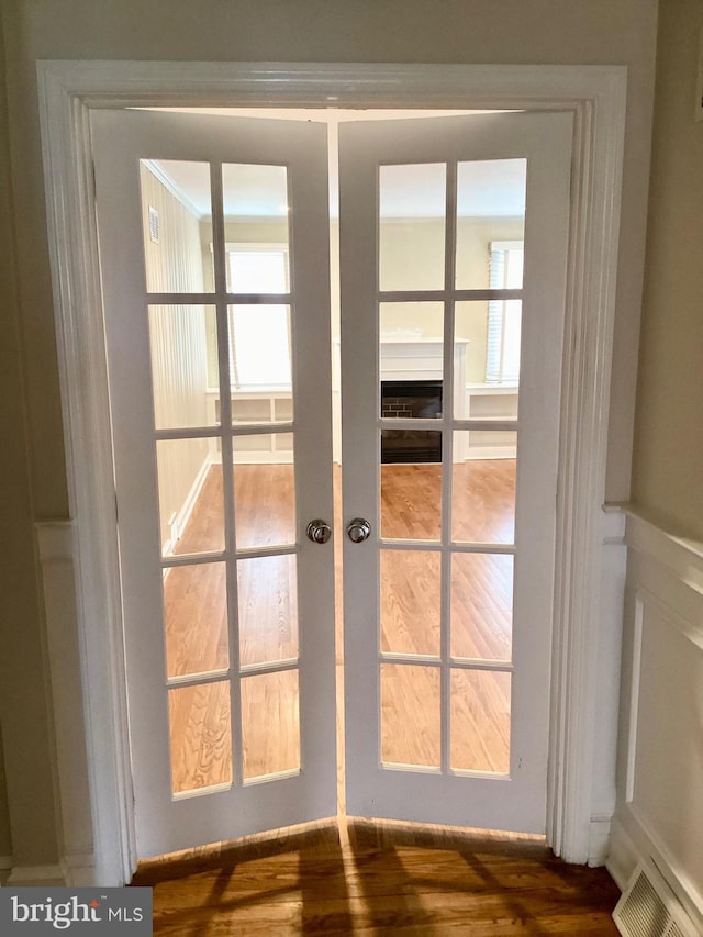 doorway to outside with french doors