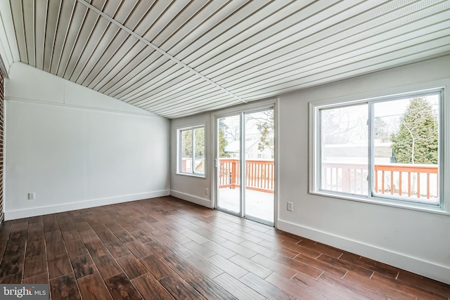 empty room with wooden ceiling