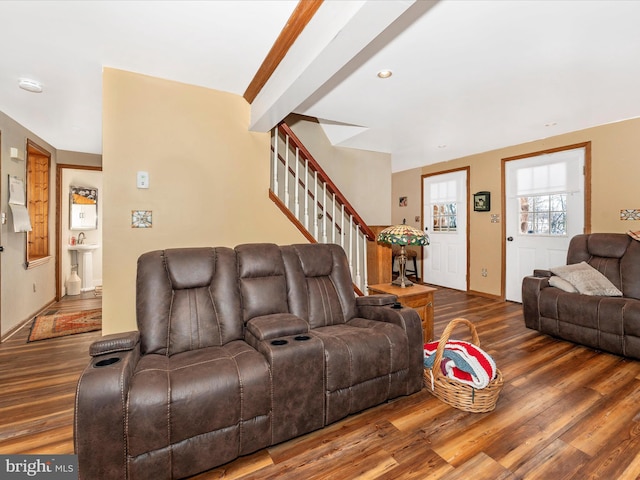 living room featuring wood-type flooring