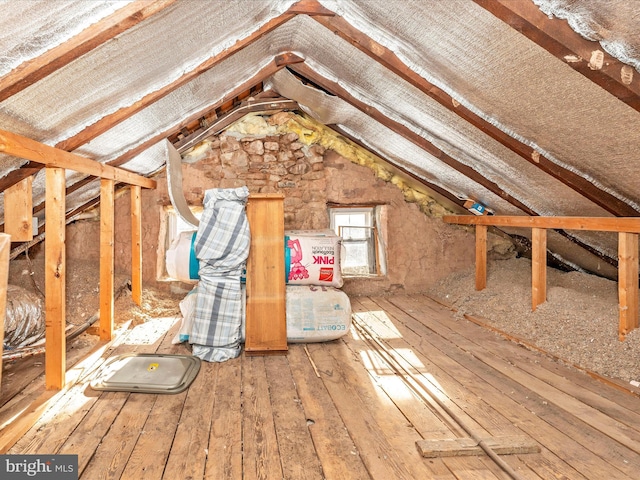 view of unfinished attic