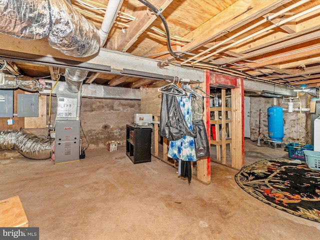 basement with electric panel