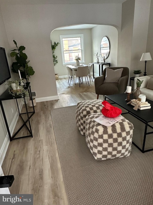 living room featuring light hardwood / wood-style floors