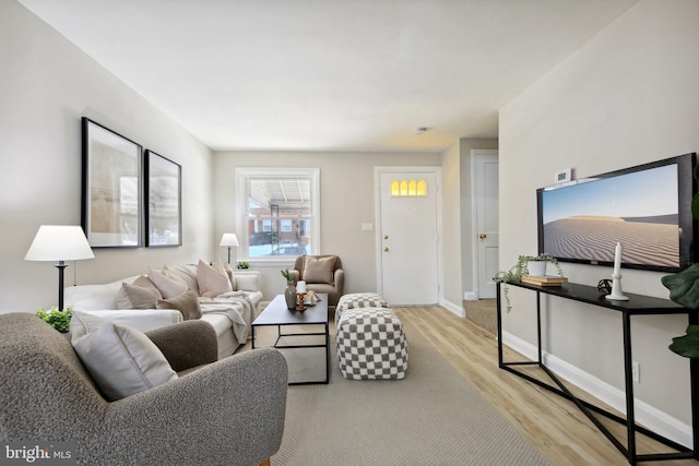 living room with light hardwood / wood-style floors