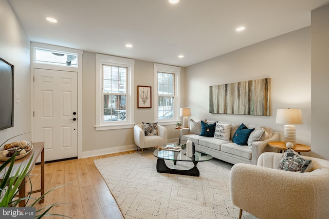 living room featuring light hardwood / wood-style flooring