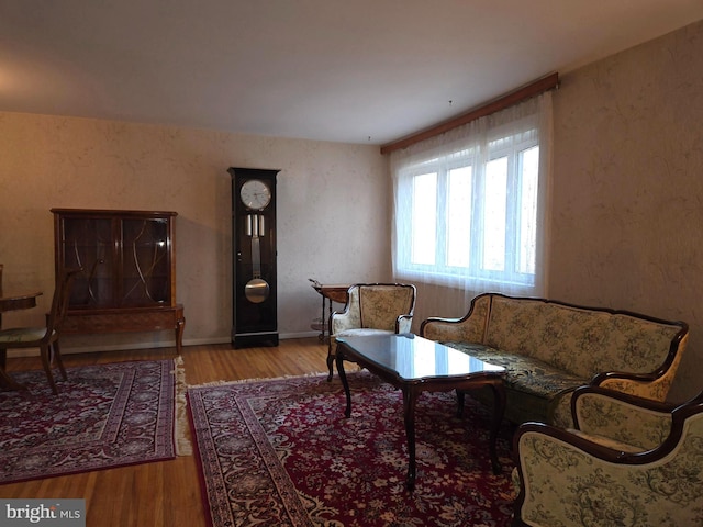 living room with light wood-type flooring