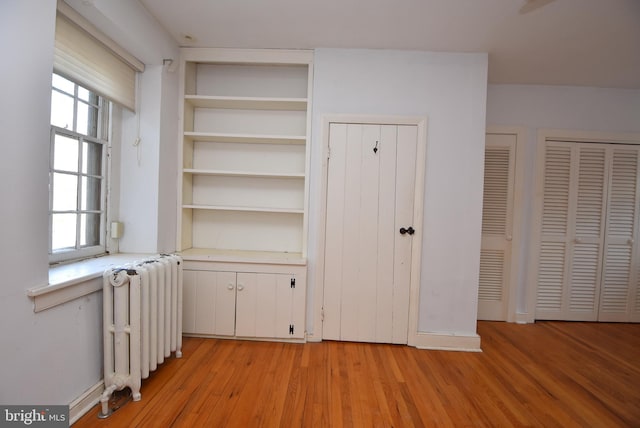 closet featuring radiator heating unit