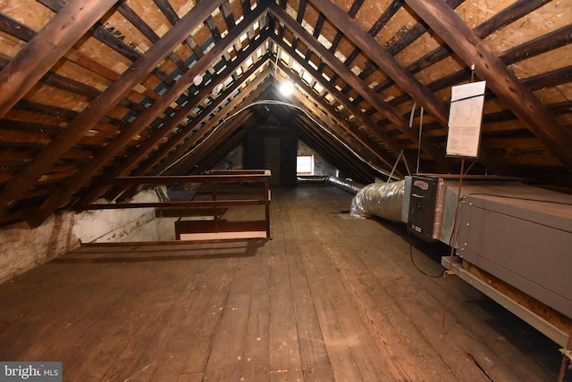 view of unfinished attic