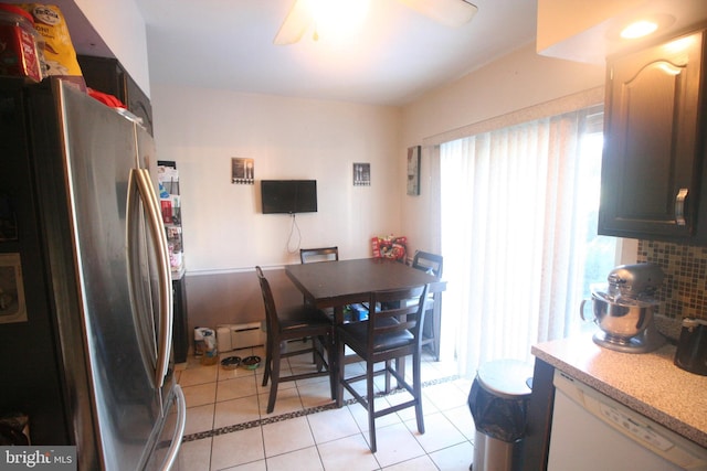 dining room with light tile patterned floors