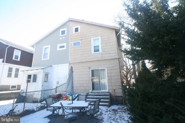 view of snow covered property