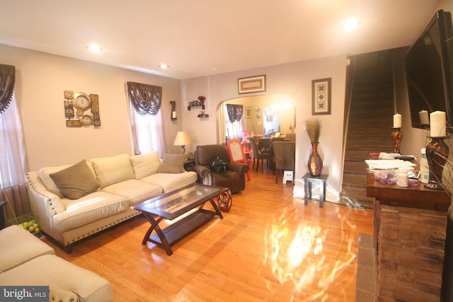 living room featuring light hardwood / wood-style flooring