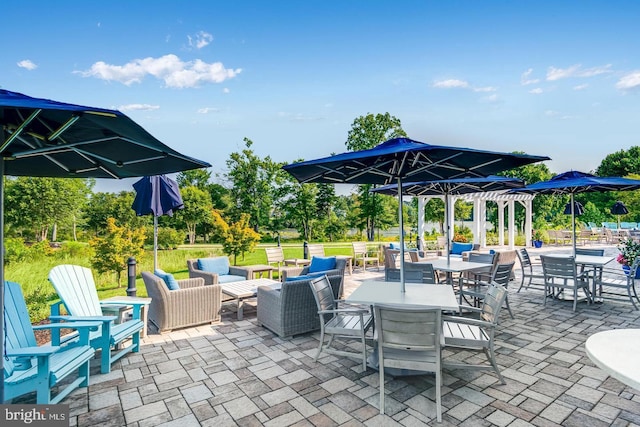 view of patio with an outdoor living space