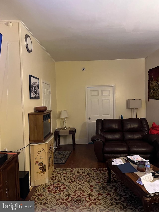 living room featuring dark hardwood / wood-style flooring