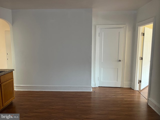 spare room featuring dark hardwood / wood-style flooring