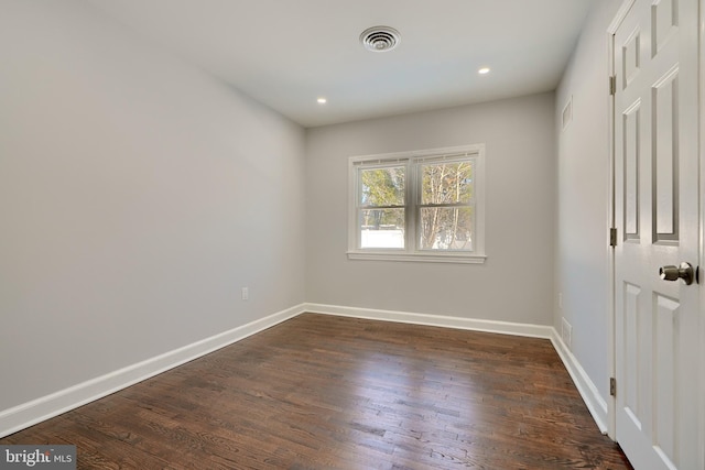 interior space with dark wood-type flooring