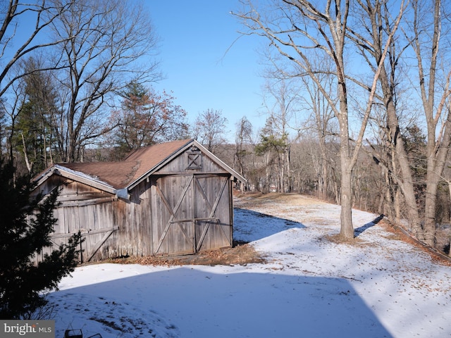 view of snow covered structure