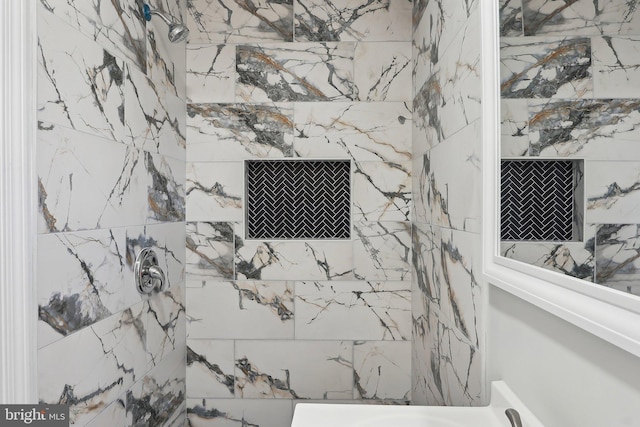 interior details with tiled shower