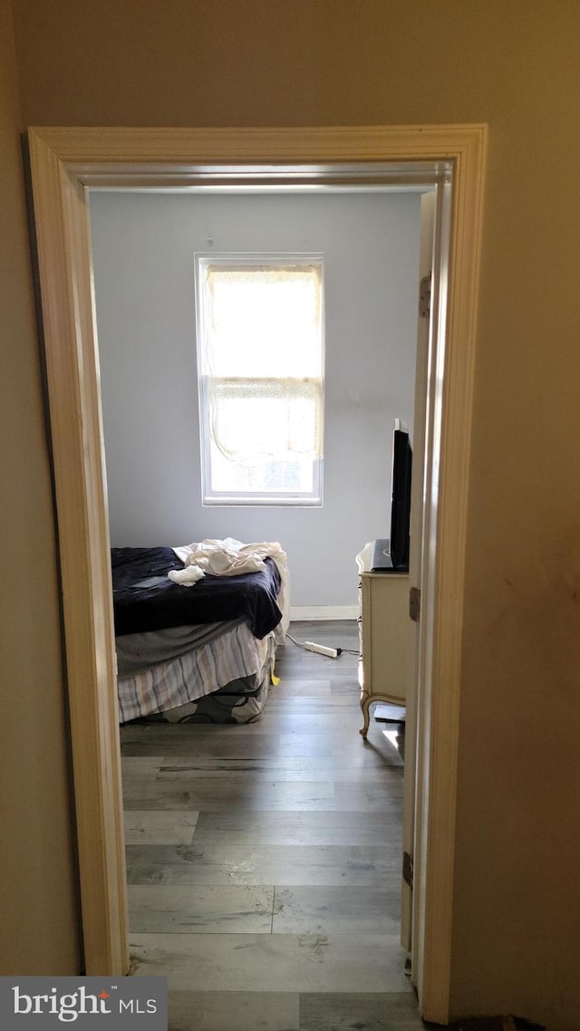 bedroom featuring light wood-type flooring