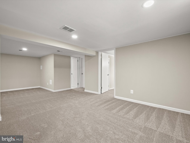 basement featuring carpet floors