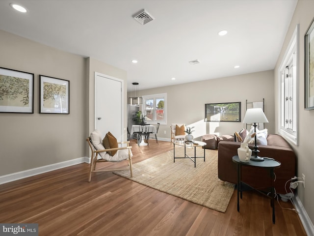 living room with wood-type flooring