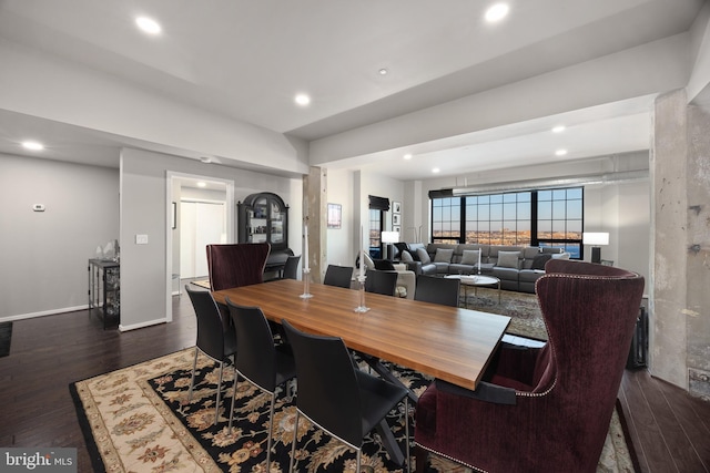 dining area featuring dark hardwood / wood-style flooring