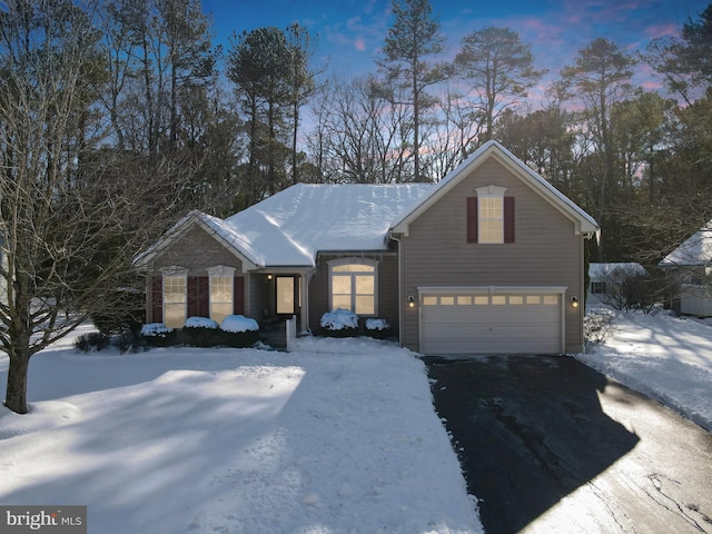 front facade with a garage