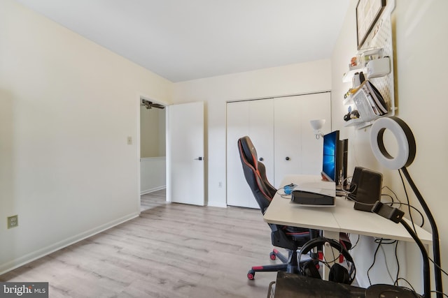 office space featuring light wood-type flooring