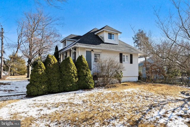 view of snow covered property