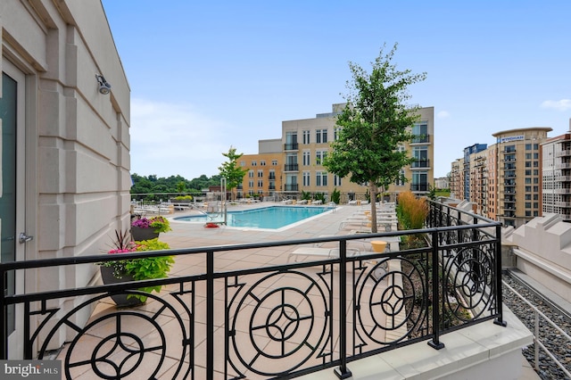 view of pool featuring a patio area