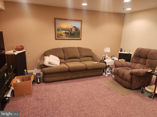 living room with carpet