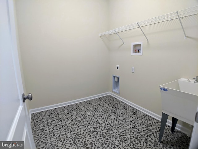 washroom with hookup for an electric dryer and washer hookup