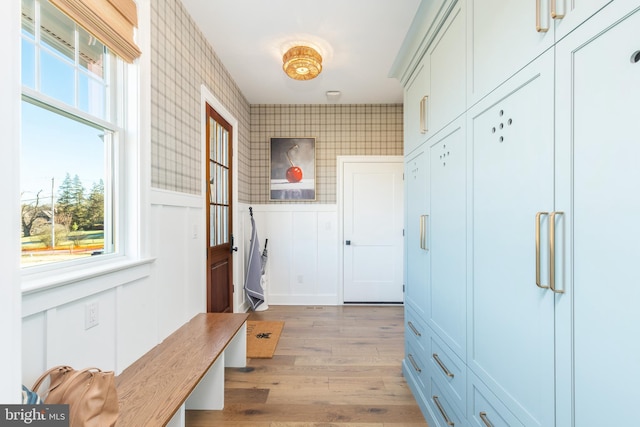 mudroom with light wood-type flooring